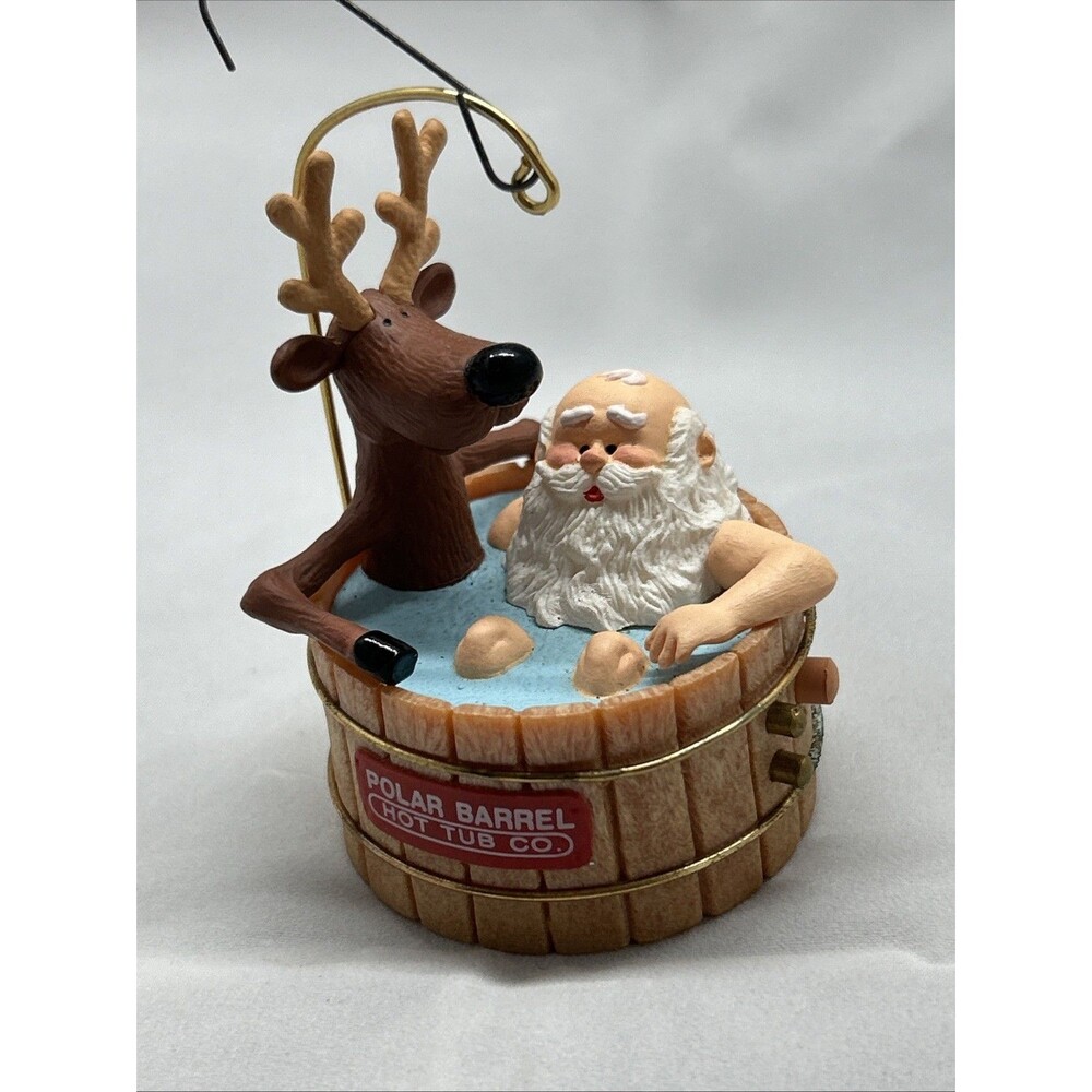 Hallmark Keepsake Santa's Hot Tub Santa & Reindeer Ornament